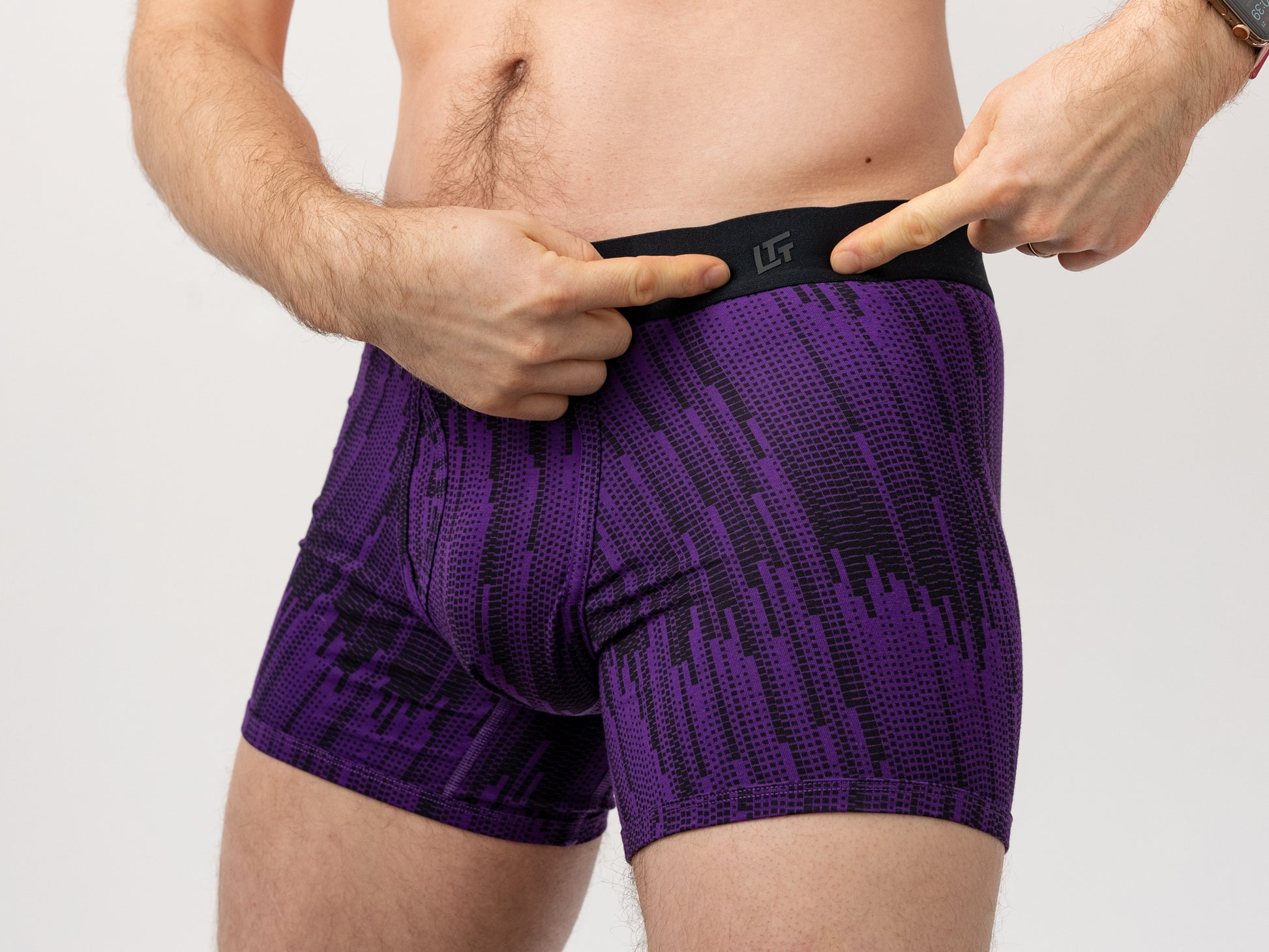 Pack of 3 men's Purple Dim Sport thermo-regulating microfibre boxers