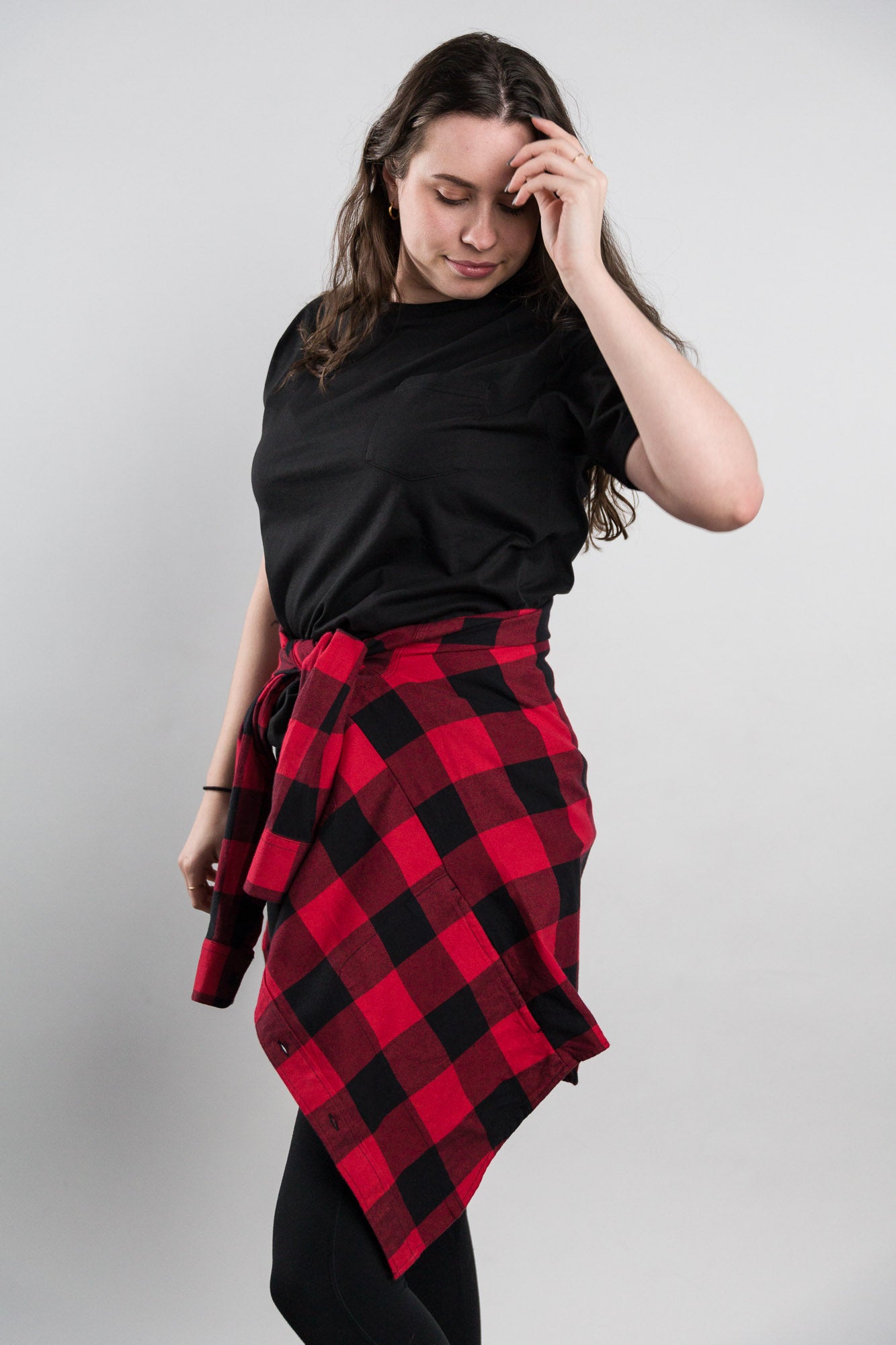 Black plaid dress fashion shirt