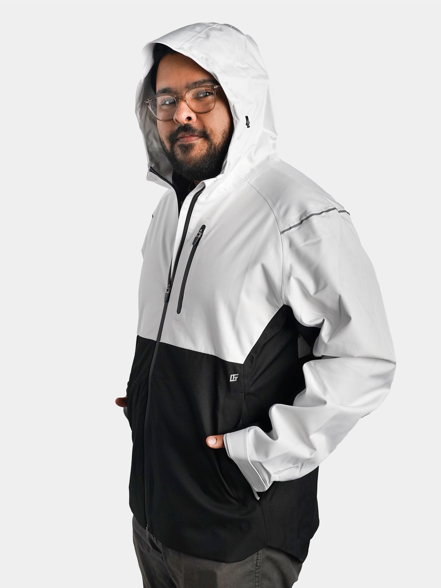 Grey white and black windbreaker sale